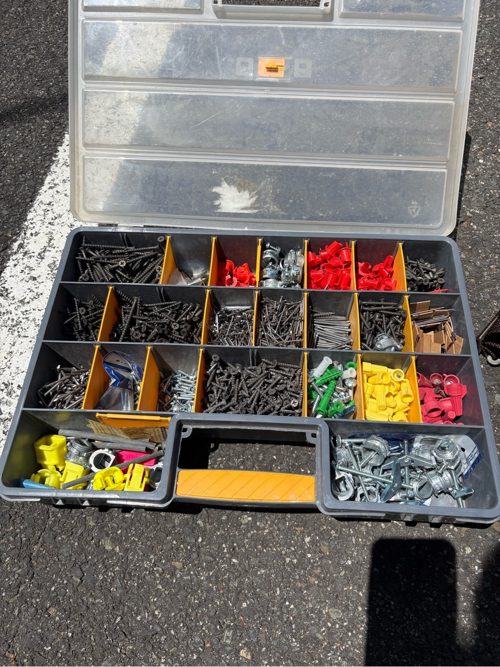 Plastic Compartment Organizer Box with Yellow Accent - Multi-Color